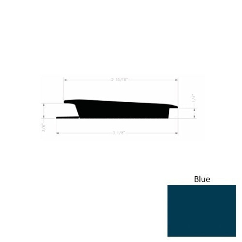 Solid 75 Blue Rubber Rolling Traffic Transition - 3 1/8" X 9 Ft (108") X 3/8" - 1/4"