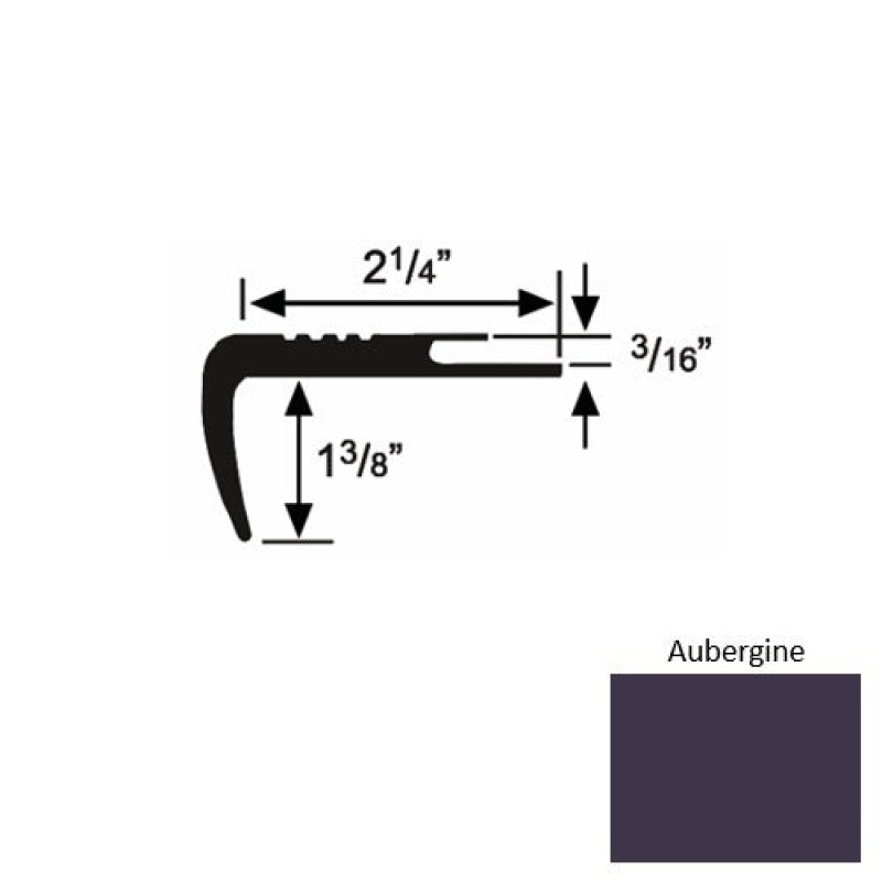 Solid 17 Aubergine Rubber Undercut Carpet Nosing (Sq) - 2 1/4" X 9 Ft (108")