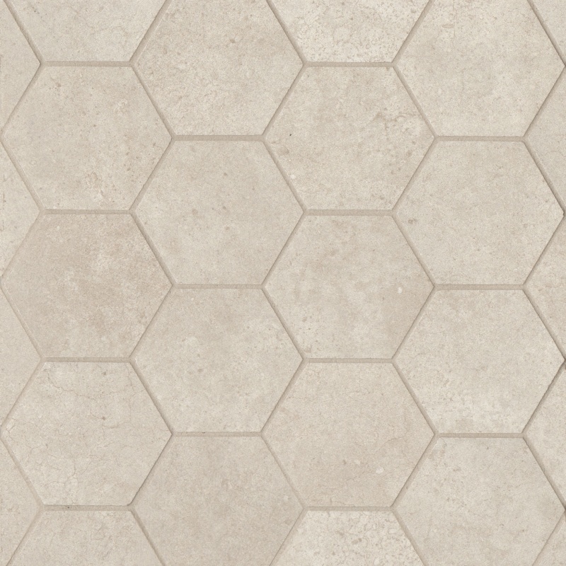 Materika Sand Porcelain Mosaic - 3" Hexagon - Matte
