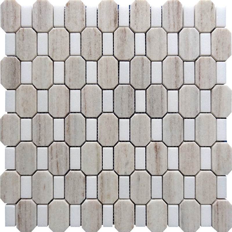 Sahara Crystal Sand / Thassos White Marble Mosaic - Tibesti - Polished