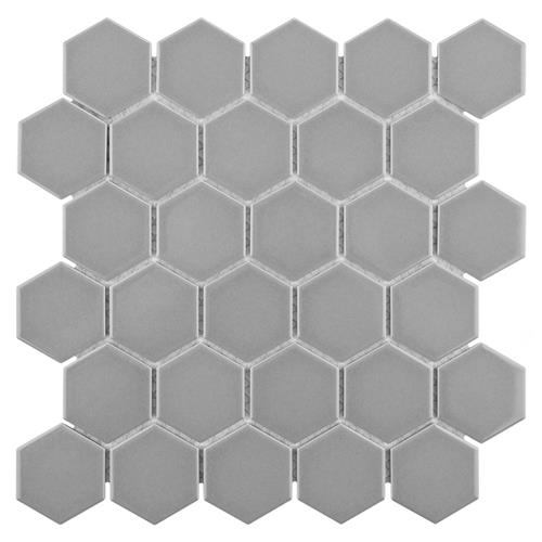 Metro Light Grey Porcelain Mosaic - 2" Hexagon