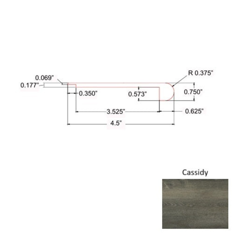 Crystal Cassidy Luxury Vinyl Moulding / Trim Stair Nose