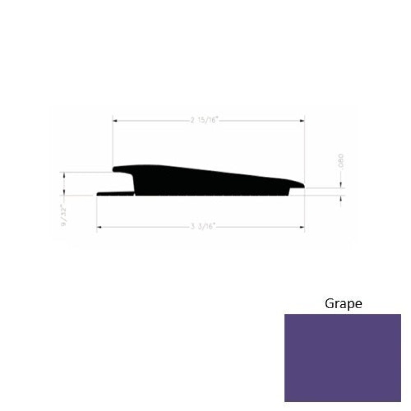 Solid 73 Grape Rubber Rolling Traffic Transition - 3 3/16" X 9 Ft (108") X 1/4" - 0.080"
