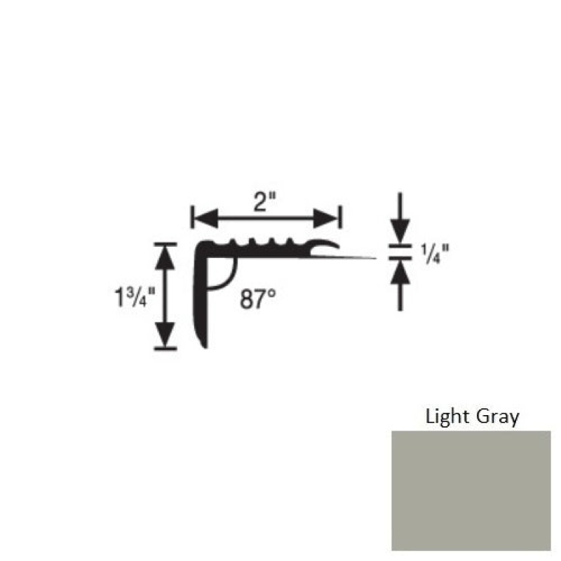 Flextones Light Gray Vinyl 171 Carpet Stair Nosing - 2" X 12 Ft - Thermoplastic