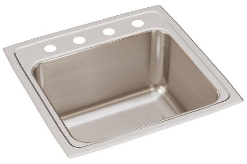 Dlr191910os4 Lustertone Classic Stainless Steel Drop In Single Bowl Kitchen Sink - 19 1/2" X 19" X 10 1/8" With 4 Holes - Stainless Steel