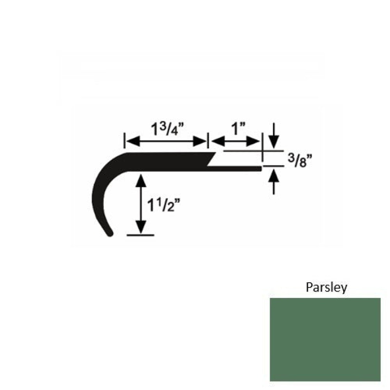 Solid 12 Parsley Rubber Single Flange Carpet Stair Nosing (Rd) - 1 3/4" X 9 Ft (108")