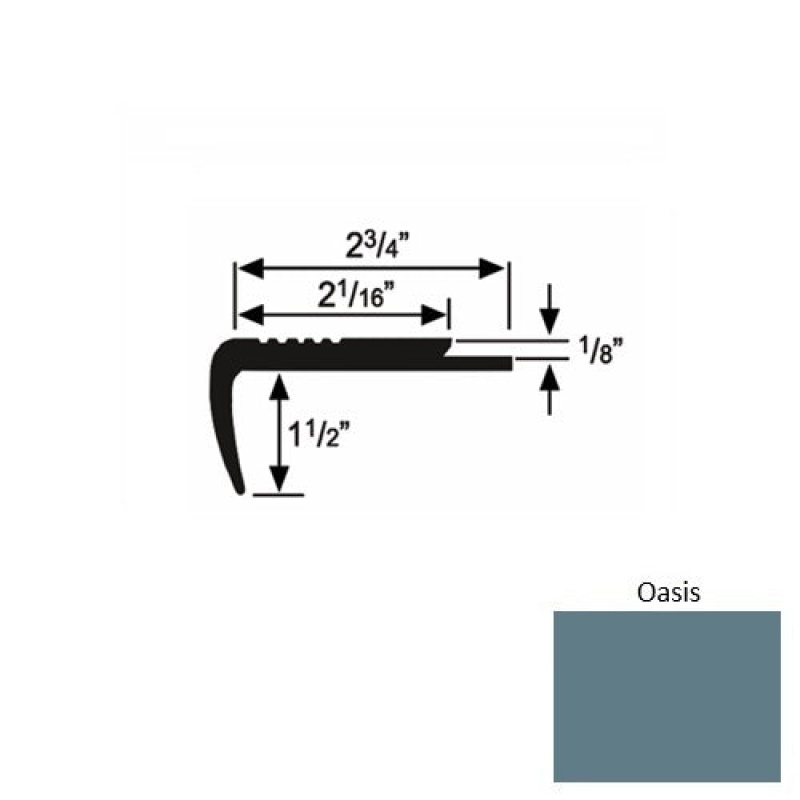 Solid 09 Oasis Rubber Underlap Stair Nosing (Sq) - 2 3/4" X 9 Ft (108")