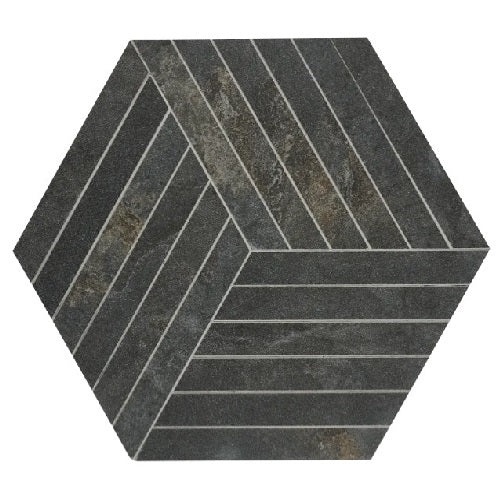 Canyon Black Porcelain Mosaic - Hexagon - Matte