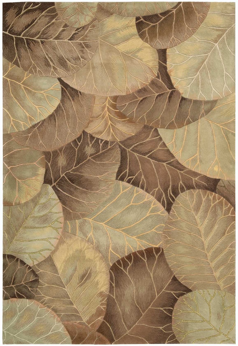 Tropics Ts12 Brown / Green Wool Contemporary Area Rug