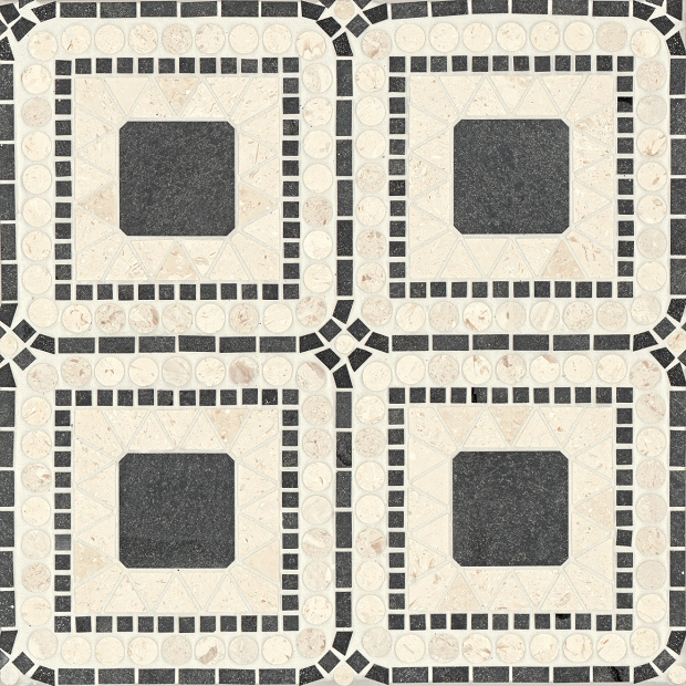 Atrium Myra Beige / Basalt Marble Mosaic - 15 3/4" X 15 3/4" - Honed