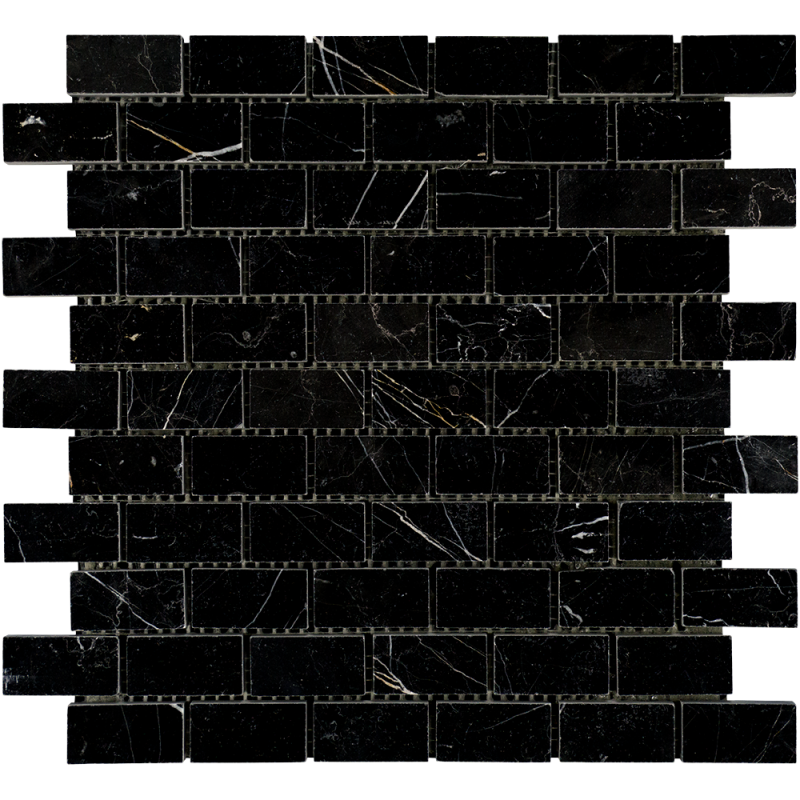 Nero Marquina Marble Mosaic - 1" X 2" Brick