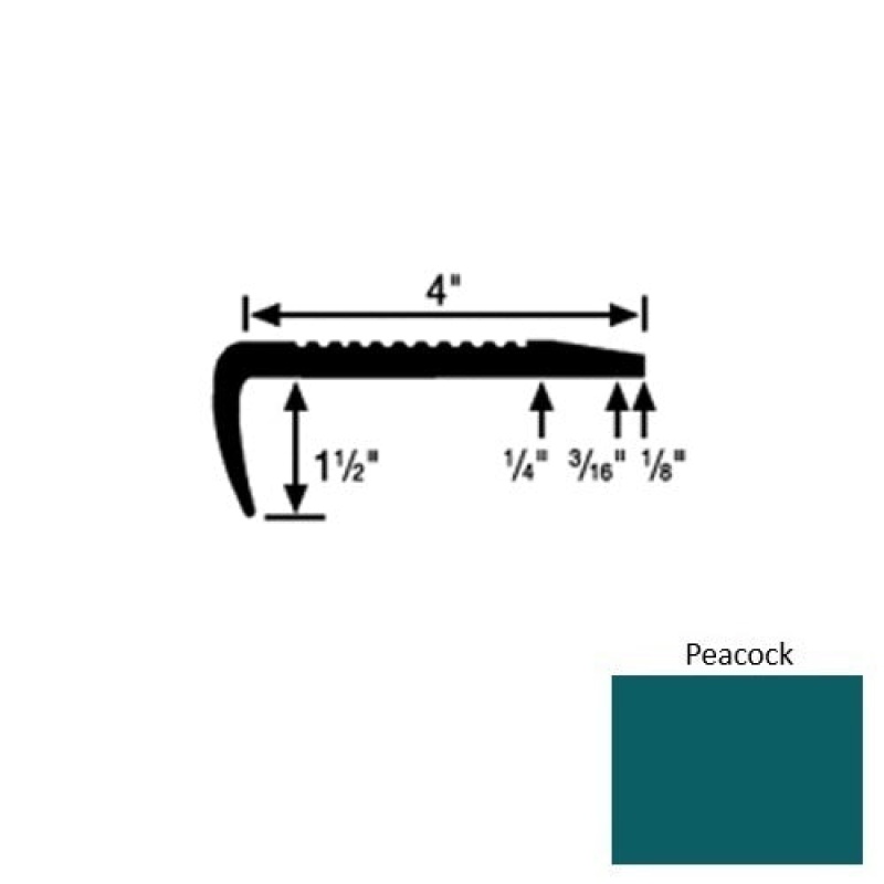 Solid 01 Peacock Rubber Commercial Stair Nosing (Sq) - 4" X 9 Ft (108")