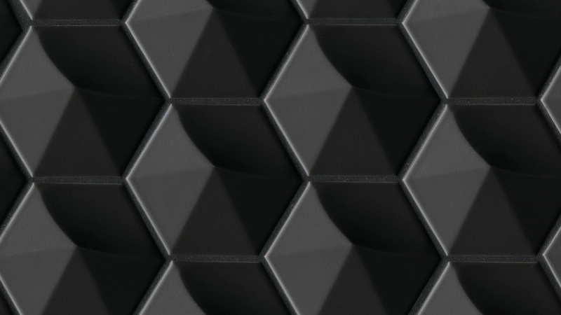 Hedron Black Ceramic Tile - Matte - 4" X 5"