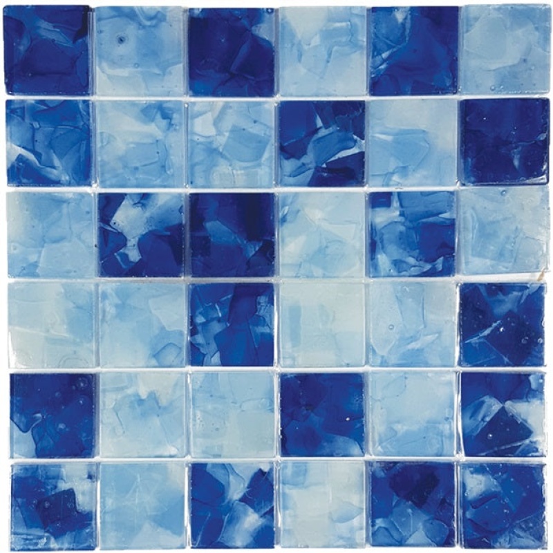 Aquatica Flower Pool Blend Glass Mosaic - 2" X 2" - Glossy
