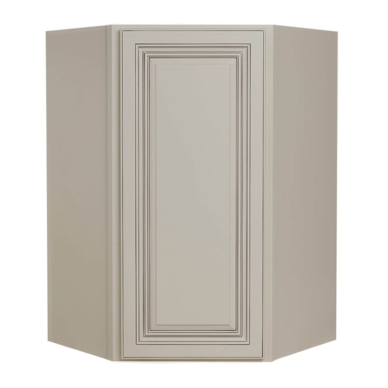 Antique White Wood Kitchen Diagonal Corner Wall Cabinet - 24" X 12" X 42" (Assembly Required) - Antique White