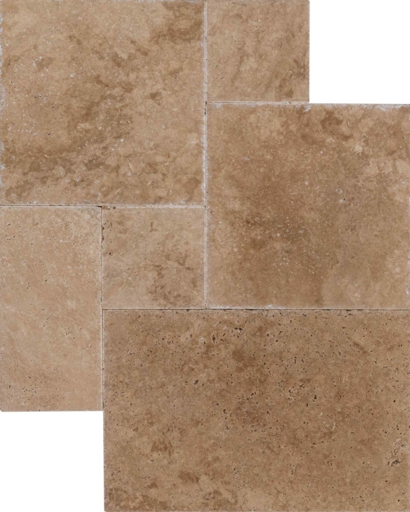 Ivory Light Travertine Versailles Pattern - Chiseled & Brushed - Various Sizes