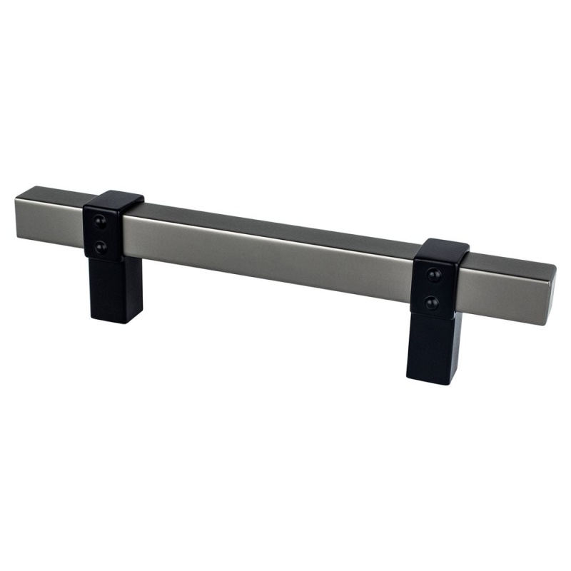 Berenson Rivet Rebel Aluminum Bar Pulls - Slate / Matte Black - 3 25/32" (96 Mm) Center To Center