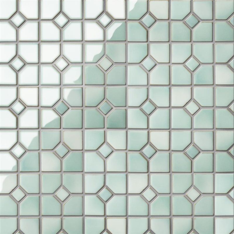 Hudson Oxford Mint Green Porcelain Mosaic - 11 3/8" X 11.375 - Glossy