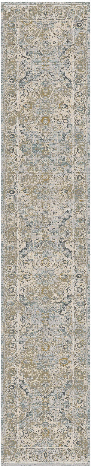 Light Blue Polypropylene Vintage Area Rug - 12 Ft