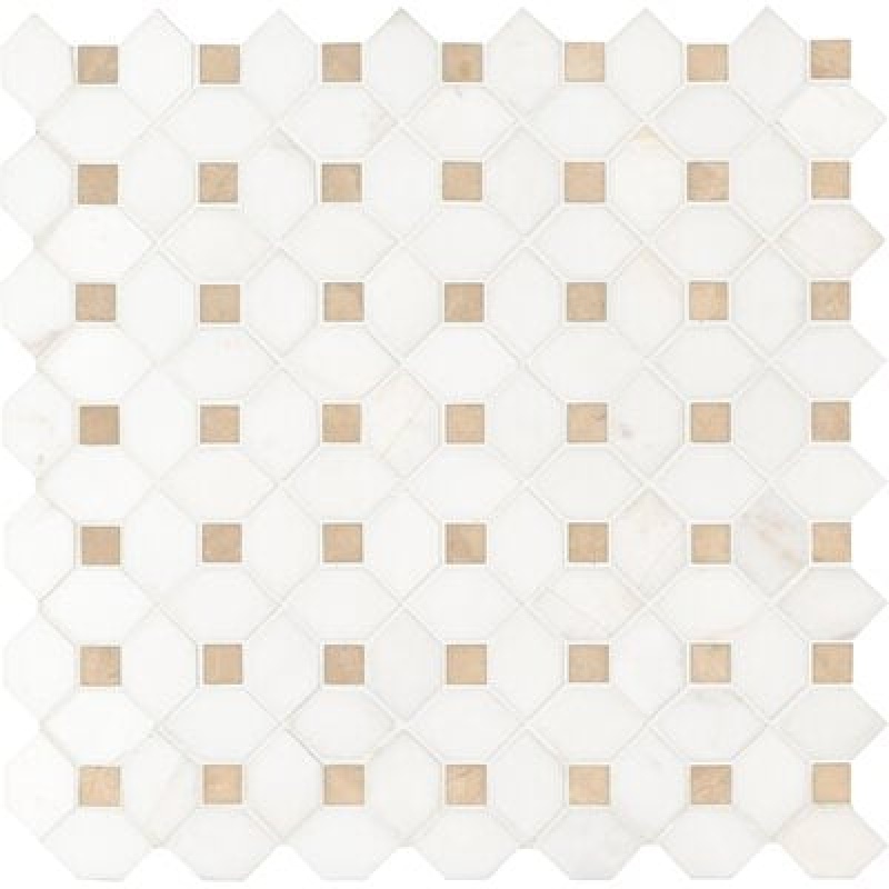 Bianco Dolomite Crema Dotty Marble Mosaic - Hexagon With Dots - Polished