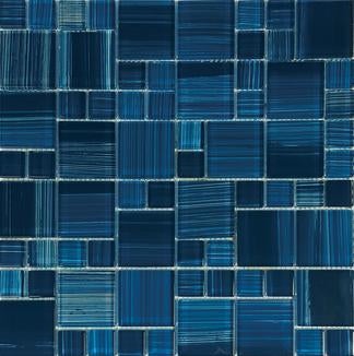 Aquatica Bamboo Marine Glass Mosaic - Block Random - Glossy