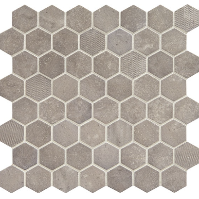 Vintage Artifact Gray Glass Hexagon Mosaic - Matte