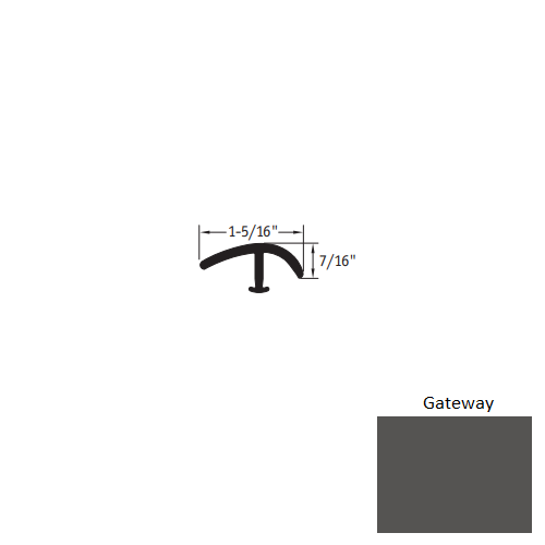 Johnsonite Gateway Vinyl Moulding / Trim - 1 5/16" X 12 Ft (144") X 1/2" - 3/8" Or 1/4" T Molding - T Molding