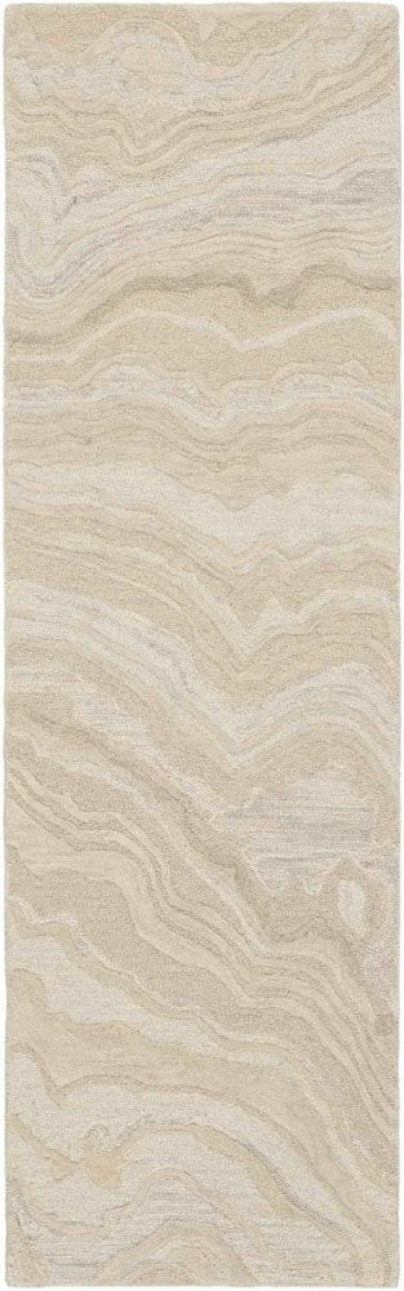 Graceful Beige Gru01 Wool Contemporary Area Rug - 8 Ft Runner - Beige