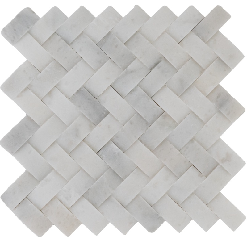 Snow White Braid Marble Mosaic - 1" X 2" - Honed