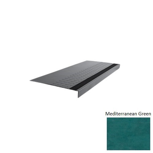Evolving Styles Creative Elements Mediterranean Green Type 776 With Flush Ribbed / Smooth Insert Distinct Designs Rubber - 12" X 72" Stair Tread - Rgt Radial Ii Raised Disc Design