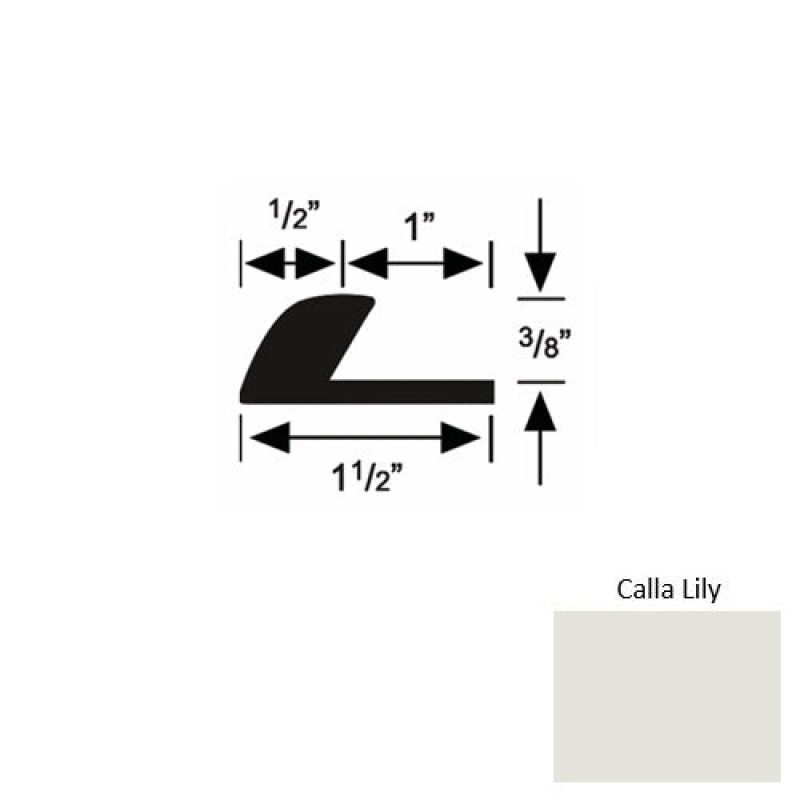 Solid 37 Calla Lily Rubber Underlap Carpet Edge - 1 1/2" X 9 Ft (108") X 3/8"