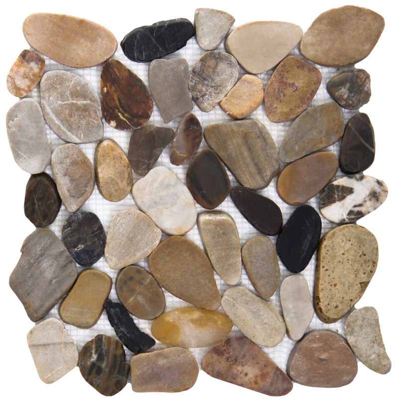 Rivera 4 Color Blend Pebble Mosaic - 12" X 12" - Honed