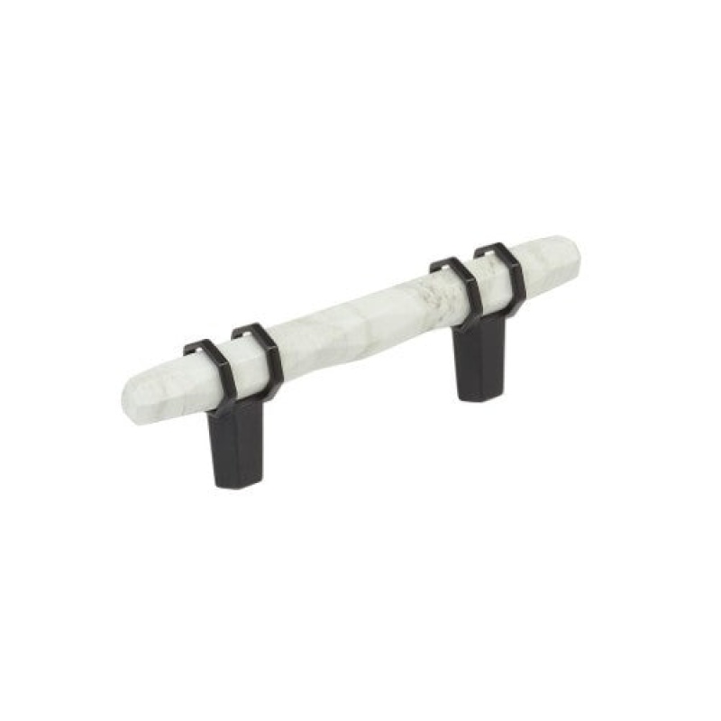 Carrione Zinc Bar Cabinet Pull - Marble White / Black Bronze