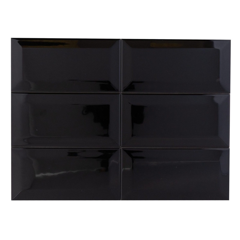 Diamante Nero Ceramic Tile - Polished - 3" X 6"