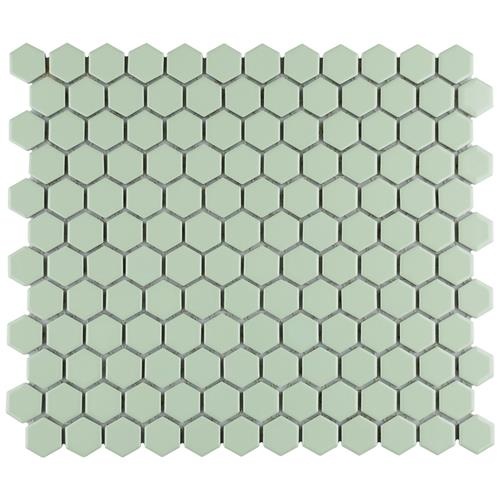Metro Mint Porcelain Mosaic - 1" Hexagon - Glossy