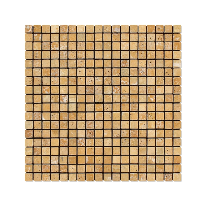 Golden Sienna Travertine Mosaic - 5/8" X 5/8"