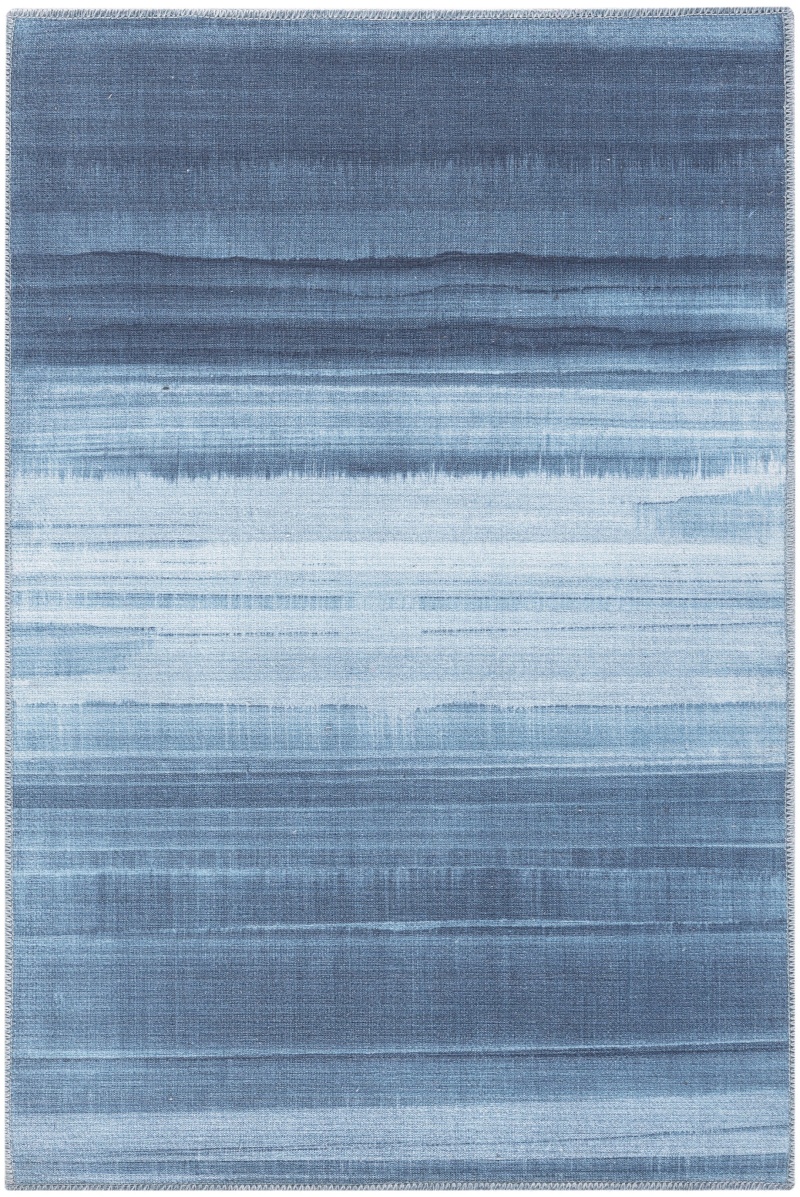 Launder Aqua Polyester Modern Area Rug