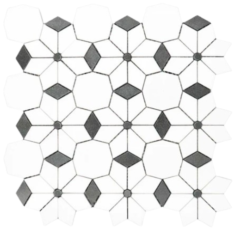 Thassos & Basalt Diamond Flower Marble Mosaic