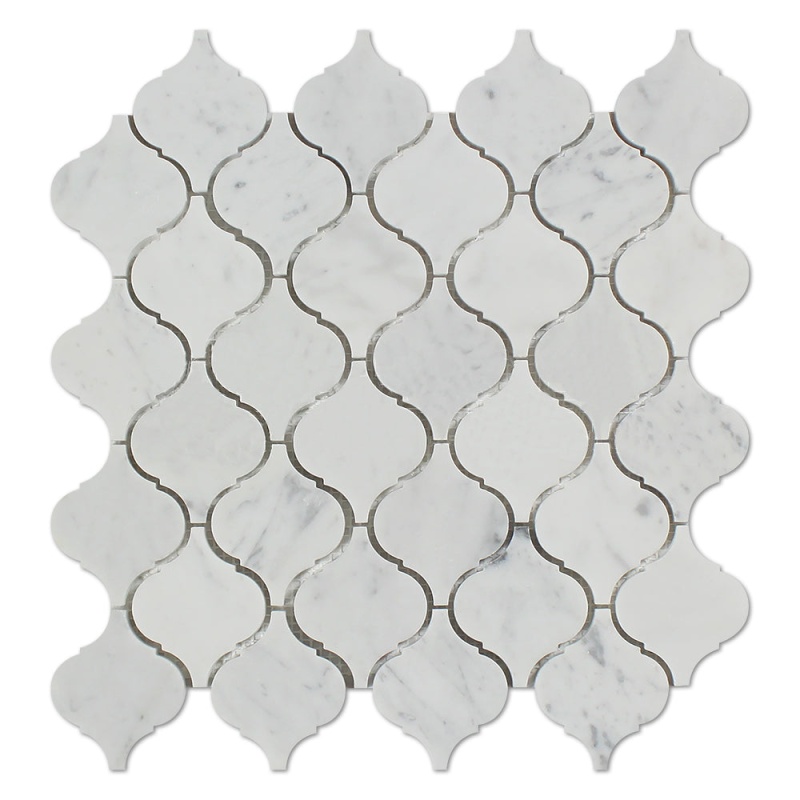 White Carrara Marble Mosaic - 3" Arabesque