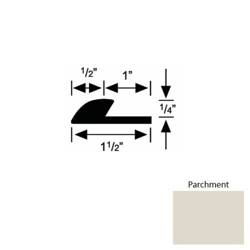 Solid 35 Parchment Rubber Underlap Carpet Edge - 1 1/2" X 9 Ft (108") X 1/4"