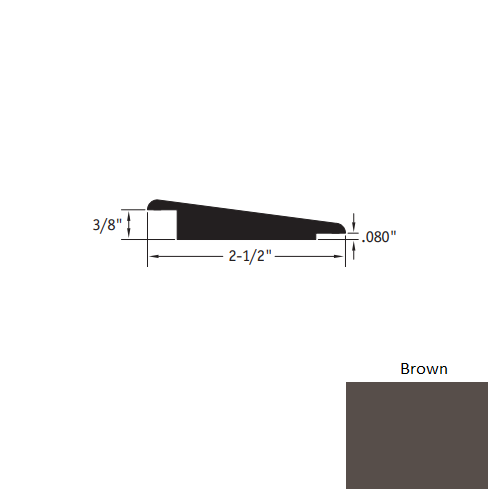Johnsonite Brown Vinyl Moulding / Trim - 2 1/2" X 12 Ft (144") X 3/8" - .080" Wheeled Traffic Transition - Wheeled Traffic Transition