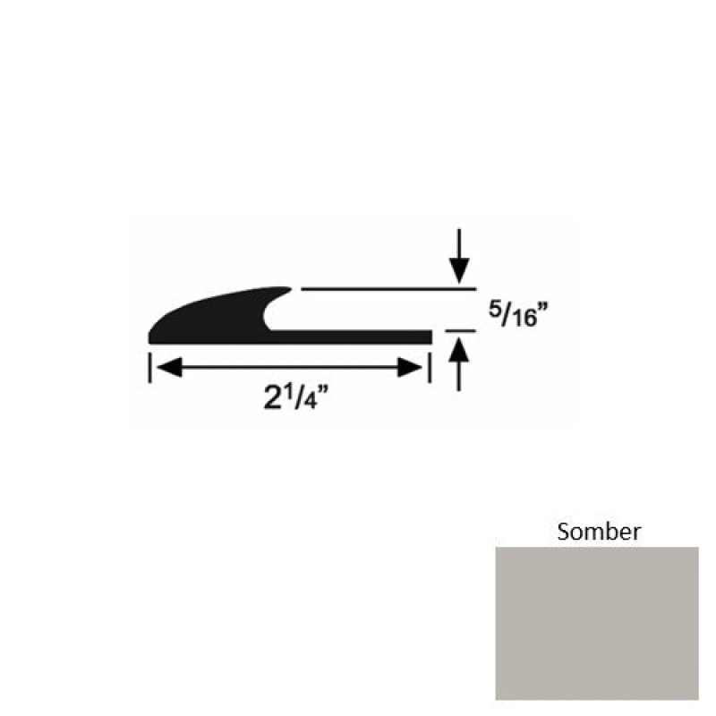 Solid 39 Somber Rubber Glue Down Carpet Edge - 2 1/4" X 9 Ft (108") X 5/16"