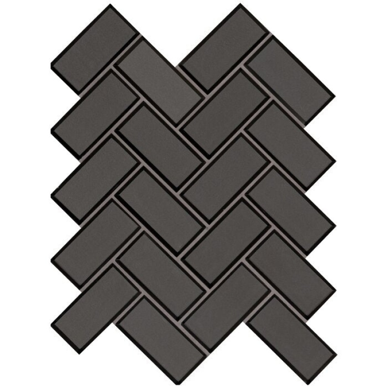 Metallic Glass Mosaic 2" x 4" Beveled Herringbone Glossy