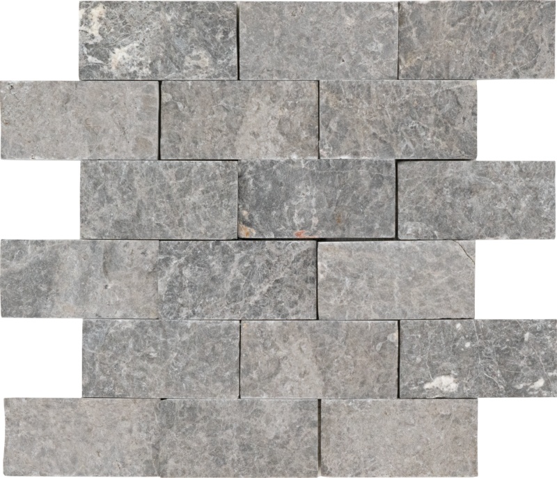 Cleopatra Gray Marble Mosaic - 2" X 4" - Split Face