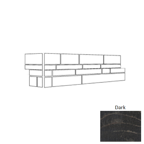 Samurai Dark Porcelain Ledgestone Corner - Matte - 11.75" X 2.5" X 2.75" + 8.5" X 5.75" X 2.75"