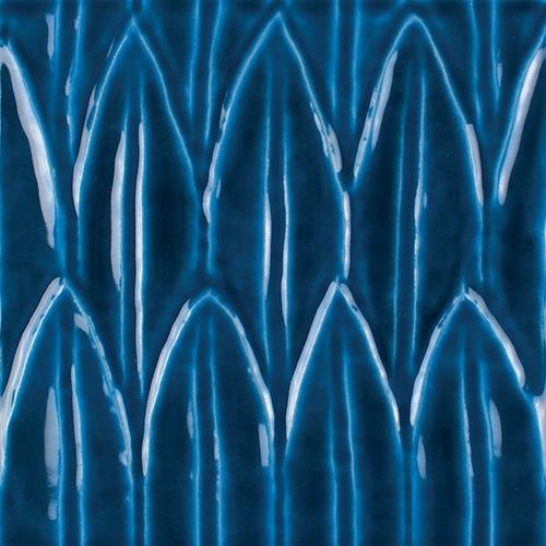 Aquatica Sol Blu Deco Foglia Porcelain Tile - Glossy - 6" X 6"