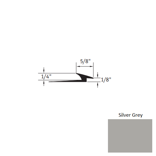 Johnsonite Silver Grey Vinyl Moulding / Trim - 5/8" X 12 Ft (144") X 1/4" - 1/8" Slim Line Transition - Slim Line Transition