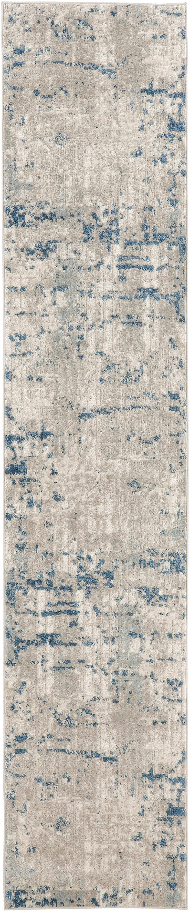 Quarry Qua01 Ivory Grey Blue Polypropylene Modern Area Rug - 20 Ft Runner