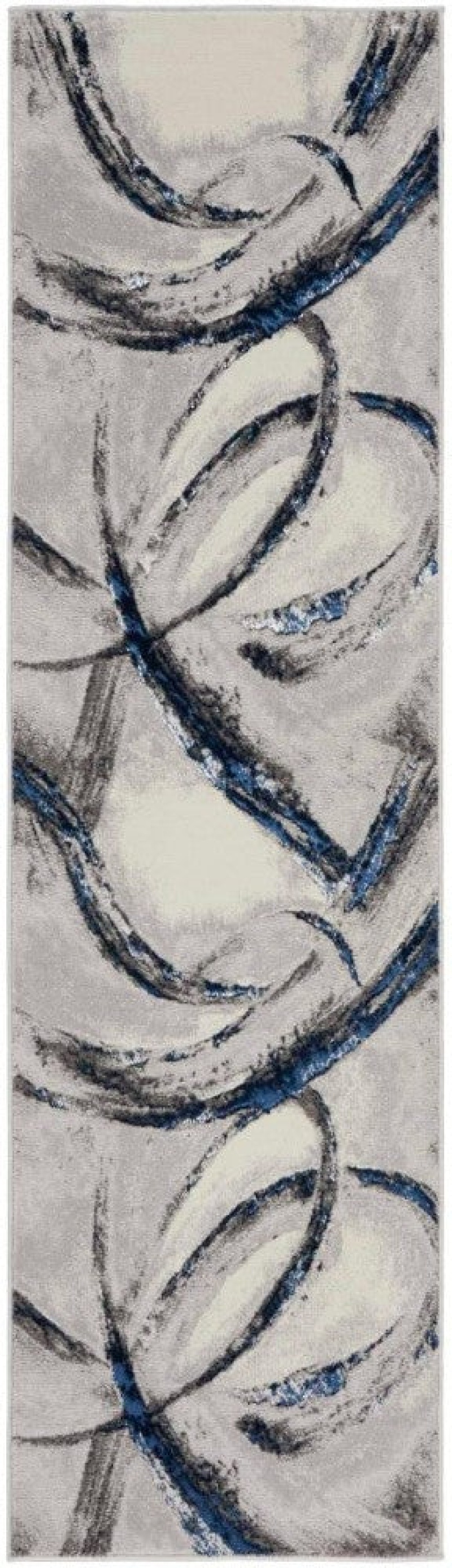 Splash Grey Navy Abstract Runner Rug