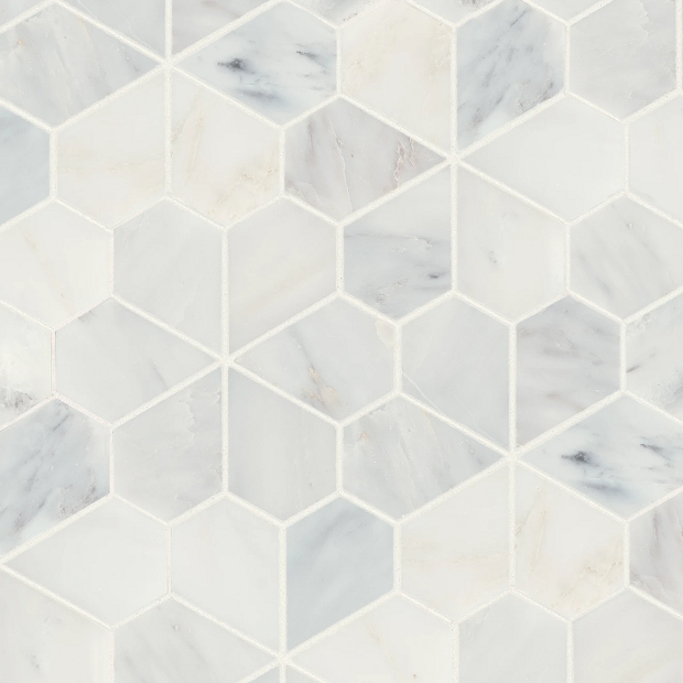 Monet Oriental White 9 Marble Mosaic - 9 5/8" X 9 3/4" - Honed